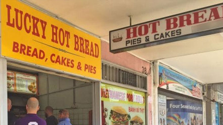 hot bread bakery sign Lucky